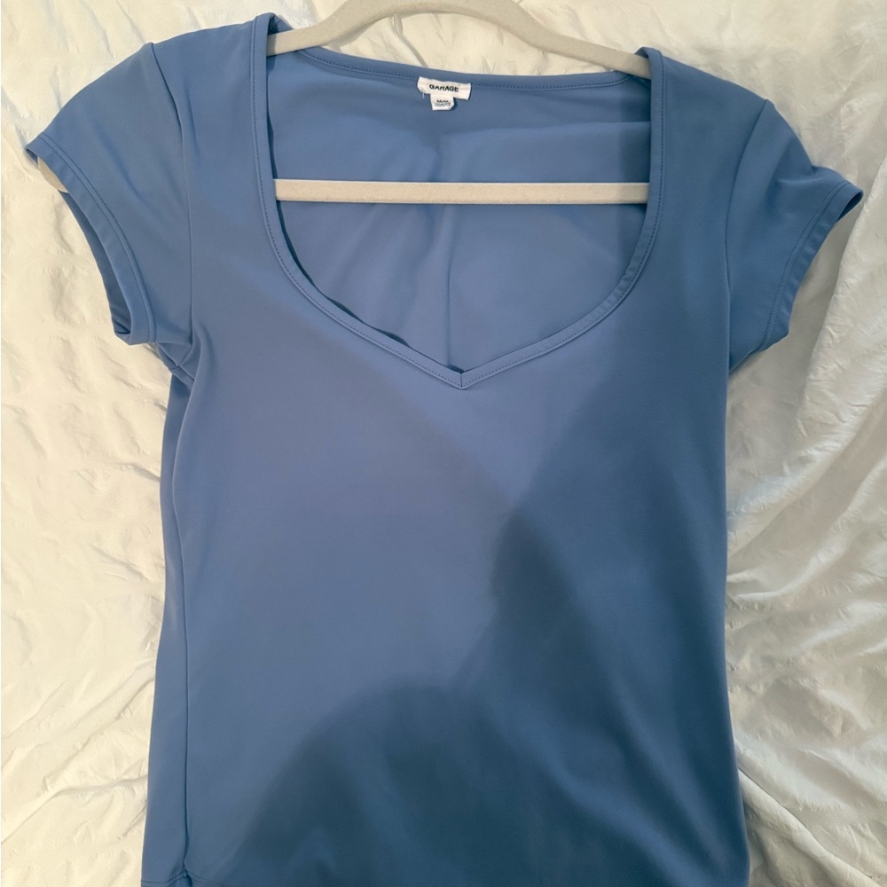 Garage Blue Fitted Cap Sleeve T-Shirt